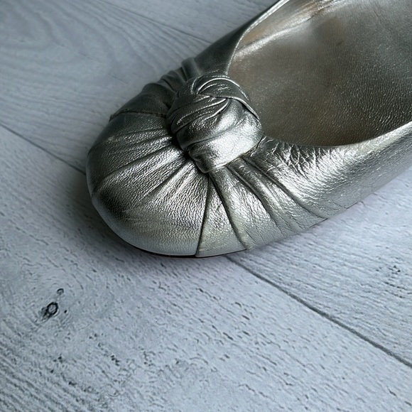 Prada Metallic Silver Leather Ballet Flats Size 5.5 - Picture 5 of 14